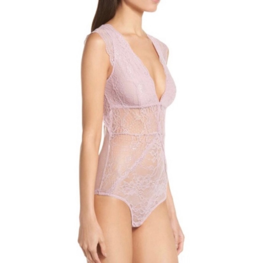 Sam Edelman Sexy Lace Down Pink Bodysuit - Picture 6 of 11